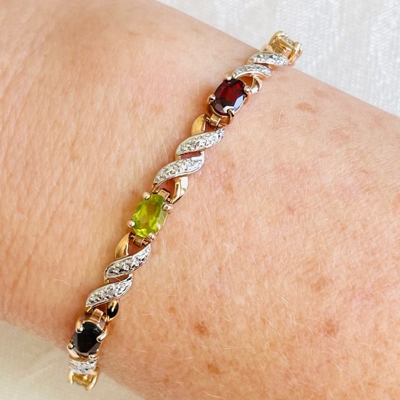 Gemstone Gold Vermeil 925 Sterling Silver Bracelet - Picture 2 of 10